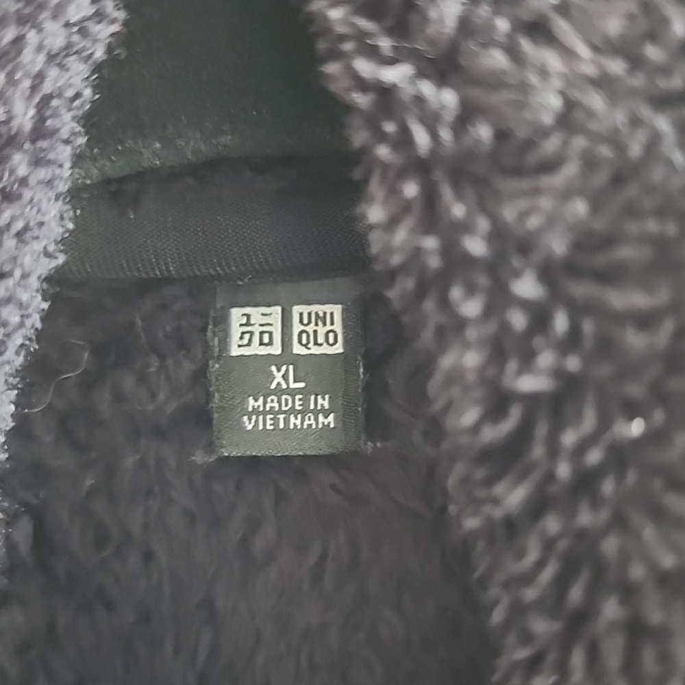 Uniqlo Black Sherpa Fleece Zip-Up Jacket Cozy Teddy Full Zip Coat XL - Picture 3 of 5